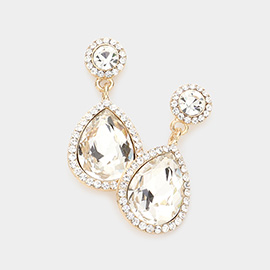 Rhinestone Trim Teardrop Crystal Evening Earrings