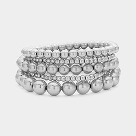 5PCS - Metal Ball Beaded Stretch Bracelets