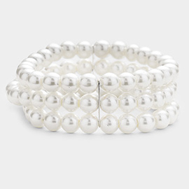 Multi Layered Pearl Stretch Bracelet