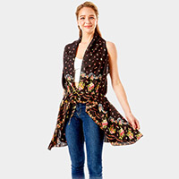 Flower Pattern Print Cover Up Vest