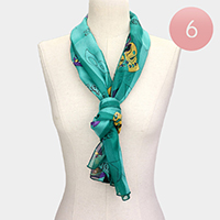 6PCS - Silk Feel Mask Mardi Gras Print scarf