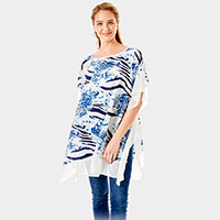 Zebra and Snake Skin Print Cover up Poncho