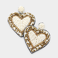 Seed Bead Heart Earrings 