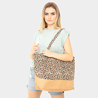 Leopard Print Jute Tote Bag