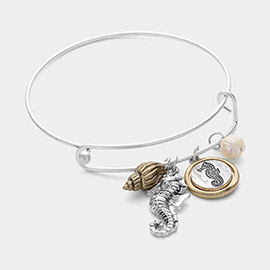 Seahorse Shell Pearl Charm Bracelet