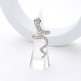 Rhinestone Paved Snake Coil Ring