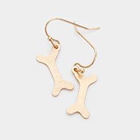 Dog Bone Brass Metal Earrings 