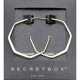 Secret Box _ 14K Gold Dipped Metal Angled Hoop Earrings