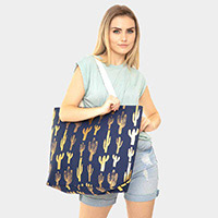 Cactus Foil Beach Bag