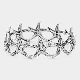 Hammered Metal Starfish Stretch Bracelet