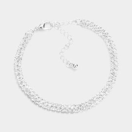 2 Row CZ Stone Embellished Tennis Evening Bracelet