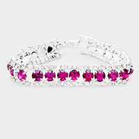 Round Crystal Rhinestone Evening Bracelet