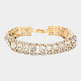 Round Crystal Rhinestone Evening Bracelet