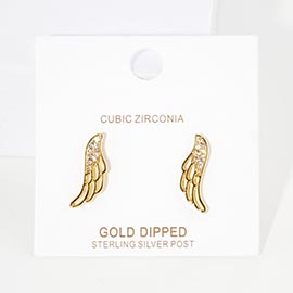 Gold Dipped CZ Embellished  Angel Wing Ear Crawlers