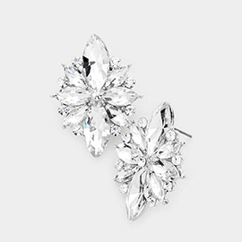 Marquise Crystal Floral Evening Earrings