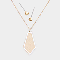 Two Tone Brass Metal Pendant Necklace 