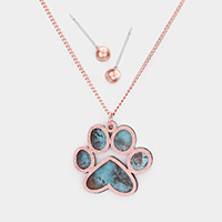 Two Tone Brass Metal Paw Pendant Necklace