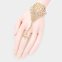 Round Crystal Rhinestone Hand Chain Evening Bracelet