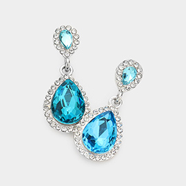 Double Teardrop Stone Evening Earrings