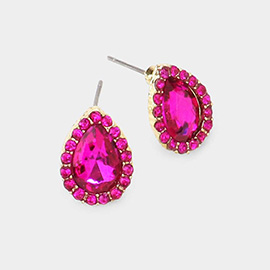 Teardrop Stone Evening Stud Earrings