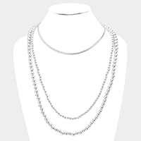 Snake Chain Metal Ball Bib Necklace