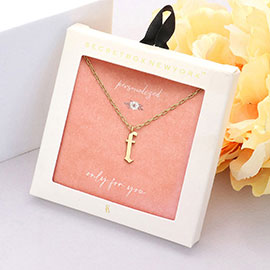 Secret Box -F- Monogram Metal Pendant Necklace