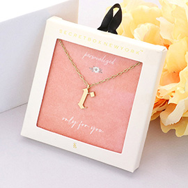 Secret Box -R- Monogram Metal Pendant Necklace