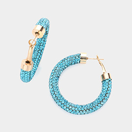 Rhinestone Pave Hoop Earrings