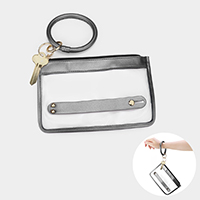 Metallic Faux Leather Transparent Clutch Bag