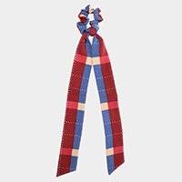 Plaid Check Scarf Pony Hair Band