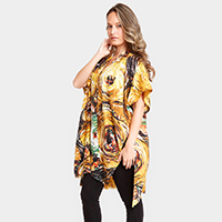 Digital Abstract Print Silky Kimono Poncho