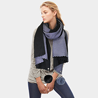 Cashmere Feel Two Side Pom Pom Scarf