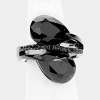 Double Teardrop Stone Stretch Ring