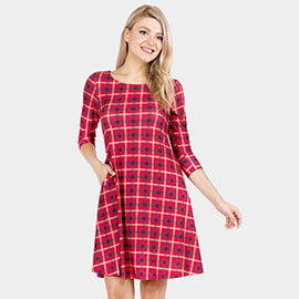 Plaid Check Pinafore A Line Swing Dress