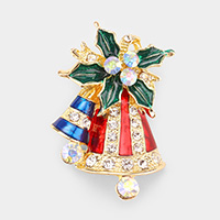 Enamel Stone Embellished Jingle bell Pin Brooch