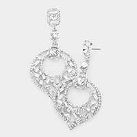 Rectangle Rhinestone Cluster Evening Earrings