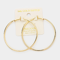 14K Gold Dipped 2.25 Inch Hypoallergenic Hoop Earrings