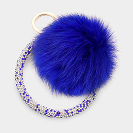 Pom Pom Rhinestone Pave Bangle Keychain / Bracelet