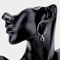 Metal Hoop Double Horn Link Earrings