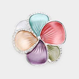 Colored Metal Flower Magnetic Brooch