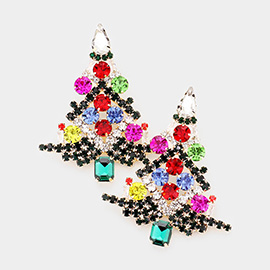 Colorful Multi Stone Christmas Tree Earrings