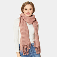 Textured Stripe Fringe Scarf