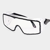 Stone Embellished Visor Sunglasses