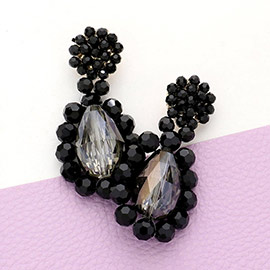 Semi Precious Stone Cluster Teardrop Shaped Earrings