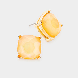 Square Stone Stud Earrings