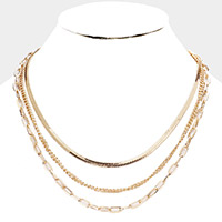 Metal Chain Triple Layered Necklace