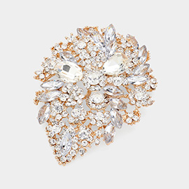 Marquise Stone Accented Flower Pin Brooch