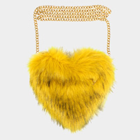 Faux Fur Heart Crossbody Bag