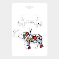 Multi Stone Elephant Magnetic Pendant Set