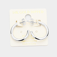 14K White Gold Dipped 0.75 Inch Hypoallergenic Half Hoop Earrings